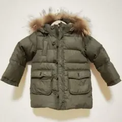 エニィファムキッズ 本物ダウンコート リアルダウンジャケット カーキ系 100