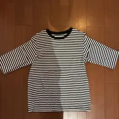 ボーダー柄 長袖カットソー ホワイト×ブラック