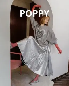 POPPY シルバー ギャザースカート リボン 完売 - メルカリ