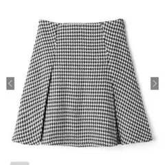 インパン裏地付き千鳥柄フレアミニスカート