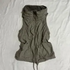 美品 goa ミリタリーフードベスト 綿麻 カーキ ピグメントバイオ