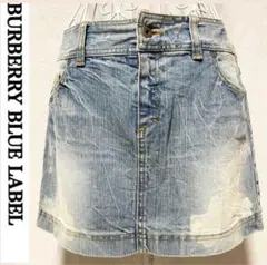 バーバリーブルーレーベル デニムスカート ミニスカート カジュアル ダメージ加工