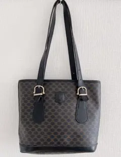 CELINE セリーヌ ショルダー トートバッグ 黒マカダム トリオンフ PVC