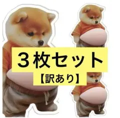 【訳あり】お腹ぷにぷにシール　3枚セット　柴犬 ステッカー
