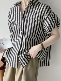 美品　Doux Belle ストライプ柄 半袖シャツ ブラウスのサムネイル