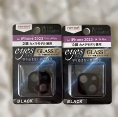 iPhone 14/14Plus カメラ保護 ガラスフィルム ブラック2個セット