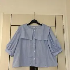 Api レディース セーラー ブラウス ストライプ ブルー