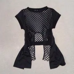 ブラック メッシュ 半袖 トップスメッシュTシャツポケット付き