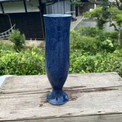 池坊花器　深青色 陶器製 フラワーベース 花瓶のサムネイル