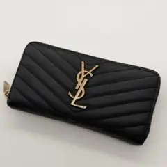 サンローラン 長財布 カサンドラ ラウンドファスナー YSL ブラック