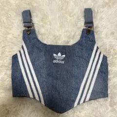 adidas リメイク　古着　ベスト　水色　トップス　再構築
