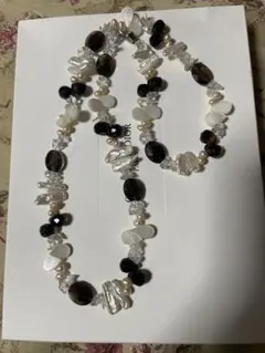 淡水パール、スモーキークォーツなどロングネックレス