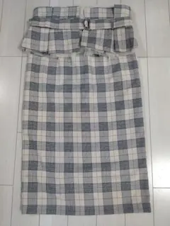 OZOCチェック柄タイトスカート スリット入り