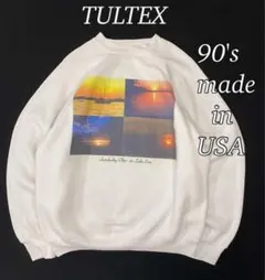 90'sUSA製タルテックス フォトプリント スウェット トレーナー　ovy