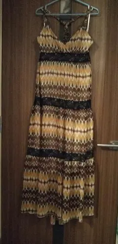 シフォン ワンピース ボヘミアン ホルターネック マキシ ドレス  キャミワンピ