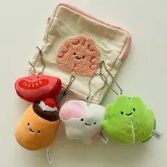 クオリア　にっこりーノ　ぬいぐるみマスコット　ポーチ　5点まとめ売り