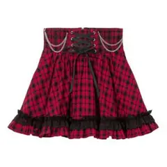 チェーンレースアップクモレースフリルスカート【3L】