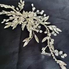 【美品】シルバークリスタルビジューヘッドドレス
