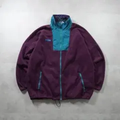 90sColumbia フリース フルジップジャケット パープル エメラルド古着