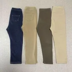 無印良品　レギンス＆パンツ　4点セット　ベージュ　ブラウン　デニムのサムネイル