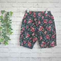【CLOSSHI】メンズ　ハーフパンツ　M　黒　花柄　春夏　海　サーフ