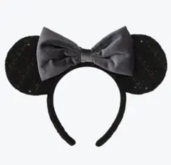 新品未使用 ディズニー ミニーちゃん カチューシャ ベロア ツイード 黒