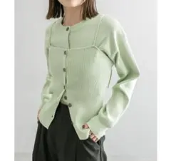 【mystic】メランジキャミカーディガンSET ピスタチオ