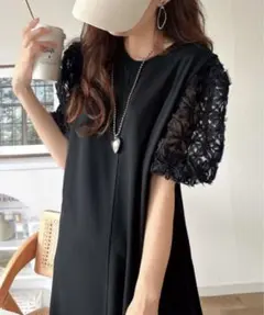 【新品未使用】Classical Elf 袖チュールワンピース M ブラック