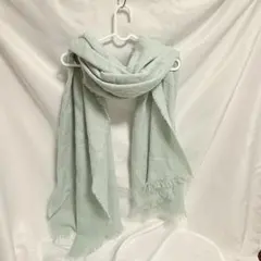 【中古】ミントグリーン フリンジ付きストール
