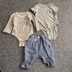 petit main 80サイズ ロンパース・ボトムスセット