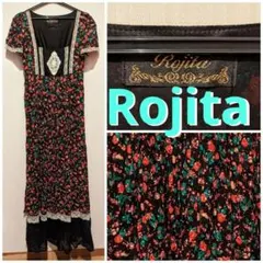Rojita　黒地　花柄　マキシ丈　ブラックワンピース　クラシカル　リゾート