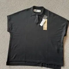 ミディウミ / ワイドニットベスト 黒 ウール100%