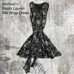 RALPHLAUREN】美品ノースリーブワンピースチェーン柄 黒ゴールドML