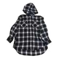 wego チェックフードBIGネルシャツ