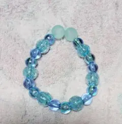 ♤青系プラスチックビーズブレスレット♤