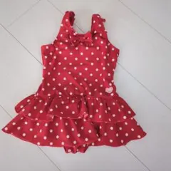 mikihouse　ミキハウス　ホットビスケッツ 赤ドットフリル水着