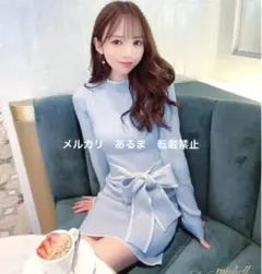 ミシェルマカロン リボンミニワンピース リブニットワンピース