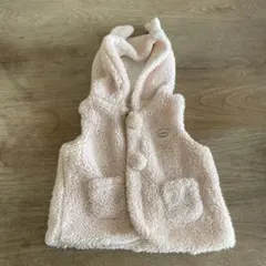 べべ　羊　ベスト　もこもこ　ふわふわ　ベビー　フリーサイズ　耳付き　フード