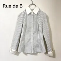 Rue de B クレリックシャツ ストライプ 長袖 パールボタン きれいめ上品のサムネイル