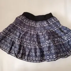 キッズ スカート ネイビーとホワイト柄