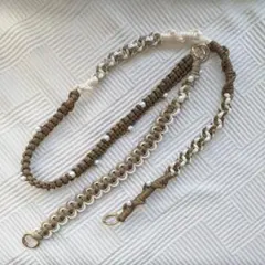 パラコード　3wayショルダーストラップ　ブラウン　ベージュ　なみなみ