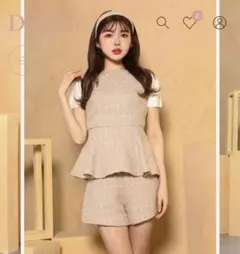 Darich スプリングツイード ペプラムトップス+ハイウェストショートパンツ