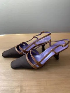 銀座かねまつ　ブラウン系バックストラップハイヒール　22cm