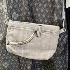 デニムリメイク ポーチ　グレー
