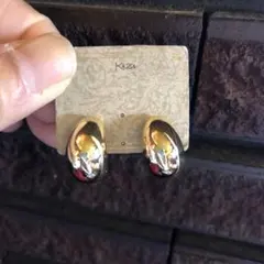 【No.35】上品アンティーク調ぷっくり楕円勾玉ゴールドイヤリング新品シンプル♡