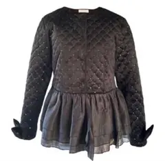 mieya mieya glitter ribbon jacket black