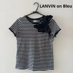 ランバンオンブルー　半袖　tシャツ　トップス　ストライプ　肩フリル　リボンのサムネイル