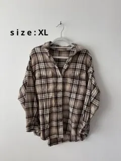 年末SALE⚠️バーバリー系　チェック長袖シャツ　ネルシャツ