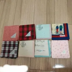 レトロなコットンハンカチ8枚セット