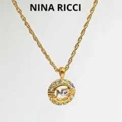 NINA RICCI ネックレス ロゴ ラインストーン ゴールド 刻印